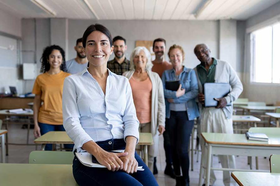 teacher in classroom with students